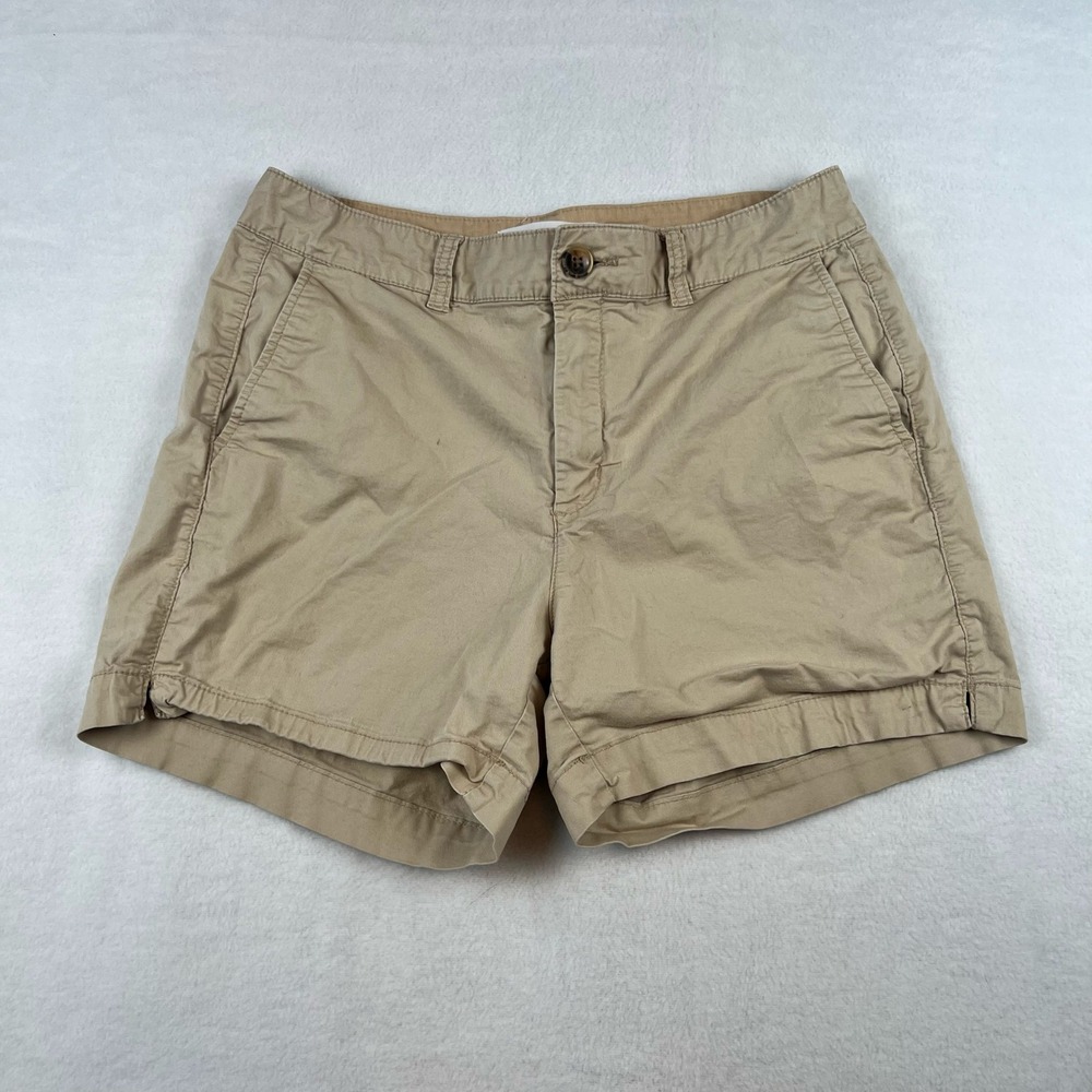 Old Navy Everyday High Rise Chino Shorts Women's 8 Khaki Cotton Stretch
